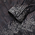 Miniatyrbillede 5 af 5: Skjorte med Cashewnøddeblomstbroderi - Mænds Langærmet (Sort, 3XL)