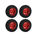 Pikkukuva 8 / 8: 4 kpl 7 mm metallivanteet kumirenkaat Axial SCX24 1/24 RC-autolle päivitystarvikkeet Punainen