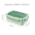 Miniatyrbilde 5 av 5: Bentoboks for voksne, 1200 ml med 3 rom og bestikk - lekkasjesikker grønn
