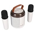 Pikkukuva 4 / 8: Langattomat karaokekaiuttimet RGB-valo Bluetooth 5.3 kaiutin 2 langattomalla mikrofonilla Kannettava karaokekone perhejuhliin Valkoinen