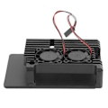 Miniatyrbillede 7 af 8: Aluminiumkabinet med dobbelt blæserkøleskal til Raspberry Pi 4B Computertilbehør Dobbelt blæser skal i aluminiumlegering