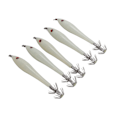 Miniatyrbilde 6 av 8: 5 stk Hardt fiskedrag Simulering blekksprut falsk agn kroker kunstig blekksprut dobbel krok JigLuminous White
