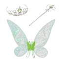 Pikkukuva 1 / 8: 3 kpl Halloween-tyttöjen Prinsessan Fairy-asusetti fjärilsiivin, kruunun ja taikasauvan kanssa Enkeliasu Pukeutuminen Roolipeli Cosplay-tarvikkeet Lapsille