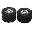 Pikkukuva 8 / 8: 4 kpl RC-ajoneuvon renkaat Renkasetti 55 mm alumiini etu- ja takarenkaat Axial SCX24 1/24 RC-auto Crawler Hopea