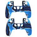Miniatyrbilde 5 av 8: 2 stk Gamepad Beskyttelsesetui Kamuflasje Silikonetui Skin for PS5 Game Controller Camo Blå