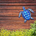 Miniatyrbillede 4 af 5: Jern Skildpadde Væghæng - Blå, til Terrasse, Pool, Have, Stue eller Badeværelse