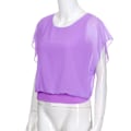 Miniatyrbilde 5 av 5: Løs T-skjortebluse for kvinner i lilla chiffon med flaggermusarmer