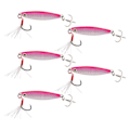 Miniatyrbillede 7 af 8: 5 stk 15g Metal Vib Hårde Fiskeblink Jigging Fiskeagn Kunstige Hårde Lokker med Paljetter Laser Fjederkrog Rosa