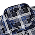 Miniatyrbillede 4 af 5: Afslappet Plaid Check Langærmet Skjorte til Mænd i XL - Mørkeblå/Sort/Hvid