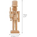 Miniatyrbillede 2 af 8: 6 stk 12 cm jule nøddeknækker pyntesæt træ nøddeknækker karakter soldat legetøj trædukke figur maling legetøj