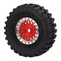 Pikkukuva 7 / 8: 4 kpl RC-ajoneuvon mikropyöräsetti, verkopyörät, vanteet, renkaat, 55 mm, Axial SCX24 AXI90081 AXI00001 AXI00002 1/24 RC-autolle, punainen