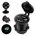 Miniatyrbilde 8 av 8: Dobbel USB-billader Sigaretttenneruttak Bilmodifisering med voltmeter 1224V 2.1A+2.1A (grønn indikator)