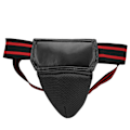 Miniatyrbillede 1 af 8: Boksning Lyskeskål Protector PU Læder Åndbar Jockstrap til Kickboxing Muay Thai Sort