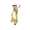 Miniatyrbillede 2 af 4: Flared Mermaid Wide Leg Metallic Bukser til Kvinder Guld
