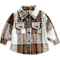 Miniatyrbillede 3 af 5: Flannelskjortejakke til baby drenge og piger, langærmet reversknappet jakke, efterårs- og vintertøj (7-8 år, khaki)