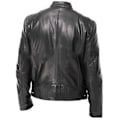 Miniatyrbillede 2 af 3: Sort Kunstlæder Biker Motorcykeljakke til Mænd (Størrelse 4XL)