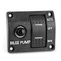 Miniatyrbillede 3 af 8: 3-vejs lænsepumpbryderpanel Auto Off Manuel 12V 24V med LED-indikator Indbygget 15A afbryder