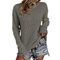 Miniatyrbild 1 av 6: Kvinna Långärmade Virkade Tröjor Stickad Pullover Hollow Out Crewneck Topp för Dating Arbete Grön S