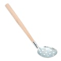 Miniatyrbild 1 av 8: Serrated Trähandtag Isfiskesked Galvaniserad Stål Isfiskeskum Colander 34cm/13.4in Lång