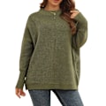 Miniatyrbilde 2 av 7: Langarmet genser Dame Høst Vinter Pustende Løstsittende Casual Elegant Ensfarget Strikket Pullover Topper OD Grønn XS