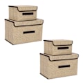 Pikkukuva 2 / 8: 4 kpl Non Woven säilytyslaatikot Pölynkestävä taittuva kaksi suurta ja kaksi pientä kotitalouksiin Beige