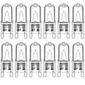 12-pack G9 halogen bulbs 33W 2800K warm white dimmable flicker-free capsule bulbs