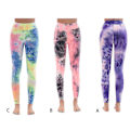 Miniatyrbilde 3 av 4: Trykte Tie Dye Høytaljede Butt Lift Yoga Leggings XL Lilla Blå