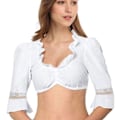 Miniatyrbillede 1 af 5: Elegant Sort Blonder Dirndl Bluse til Oktoberfest XL Hvid
