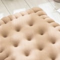 Miniatyrbillede 3 af 7: Stolpude Dyna Tyk Blød Elastisk Komfortabel Kageform Plys Stolsæder til Kontor Spisestue Sofa Beige 40x45cm