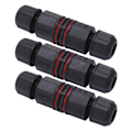 Miniatyrbilde 5 av 8: 3 stk Vanntette Kabelkontakter 3-polet Straight Through IP68 Vanntett Kontakt for LED Uteliys, Fontener