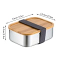 Miniatyrbild 2 av 8: Rostfritt stål Bento Lunchbox Metallbehållare Trälock med 3-delad bestickuppsättning Lunchbox för vuxna och barn