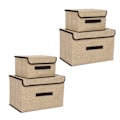 Pikkukuva 3 / 8: 4 kpl Non Woven säilytyslaatikot Pölynkestävä taittuva kaksi suurta ja kaksi pientä kotitalouksiin Beige