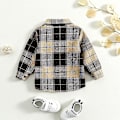 Miniatyrbillede 5 af 5: Flannelskjortejakke til småbørn | Lapel-knapper Langærmet Frakke | Efterår Vinter Varme (4-5T, D-kaffe)