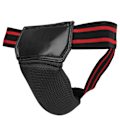 Miniatyrbillede 2 af 8: Boksning Lyskeskål Protector PU Læder Åndbar Jockstrap til Kickboxing Muay Thai Sort