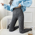 Miniatyrbillede 3 af 5: Cashmere Uld Højtaljede Leggings til Kvinder - Sort