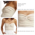 Miniatyrbilde 7 av 8: Stroppeløse topper Casual Elegant Ribbestrikket Twist Knot Front Ermeløs Tube Top for Dating Party Aprikos M