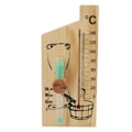 Miniatyrbillede 1 af 8: Saunatermometer Sandur 15 Minutter Sandtimer Gyldent Træ 0 til 140 Celsius Grader Temperaturmåler Vægfæste Sauna Tilbehør