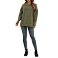 Miniatyrbilde 5 av 7: Langarmet genser Dame Høst Vinter Pustende Løstsittende Casual Elegant Ensfarget Strikket Pullover Topper OD Grønn XS