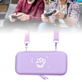 Miniatyrbild 5 av 8: Söt Cat Paw Bärväska PU-läder hårt skyddande skydd med axelrem och handrep för Switch Spelkonsol Lavendel Lila