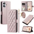 Compatible with iPhone 17 Quilted Shoulder Strap Wallet Case - Rose Pink Gold Rosa guld pink