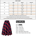 Miniatyrbilde 5 av 5: Varmt Tartan Ull Maxi Skjørt for Kvinner, Svart og Hvit, Plus Size Medium, Elastisk Midje, Midt-Kalv Lengde