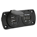 Miniatyrbillede 4 af 8: Hurtig biloplader spændingsmåler Dobbelt USB 12‑24V Vandtæt 2,1A udgang Universal til motorcykler både