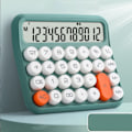 Miniatyrbilde 4 av 7: 12-sifret minikalkulator, stor LCD-skjerm, stor knapp, standard, mekanisk strømbryter, kalkulator for kontor, skole, hjem, olivengrønn