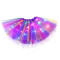 Lysende LED-nederdel til piger 2-12 år, elastisk 3-lags lys prinsesse LED-dansenederdel - Yvan purple