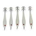 Miniatyrbilde 2 av 8: 5 stk Hardt fiskedrag Simulering blekksprut falsk agn kroker kunstig blekksprut dobbel krok JigLuminous White