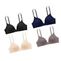 Miniatyrbillede 2 af 8: Dame BH 3/4 Cup Trådløs Sømløs Push Up Justerbar Blød Åndbar Ren Farve BH til Studerende Dame 4stk Farve Blandet 36AB