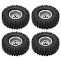 Pikkukuva 6 / 8: 4 kpl 55 mm eturenkaat ja takarenkaat sekä 24 reiän vanteet Axial SCX24 1/24 RC-autolle, hopea