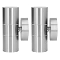 Miniatyrbillede 8 af 8: 2 stk GU10 rustfrit stål udendørs væglampe Vandafvisende LED-cylinder op og ned væglampe til haver villaer stuer 220‑240V Rustfrit stål farve