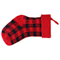 Miniatyrbillede 3 af 8: Ministickning Jule-Strømpe Akrylfiber Xmas Træhængende Hængende Pynt Hjem Fest Dekoration (Rød Sort)