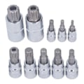 Pikkukuva 3 / 8: 10 kpl Triple Square Spline Bit Sockel M4 - M18 1/4in 3/8in 1/2in Drive CR V Bit Sockel Set säilytyslaatikolla